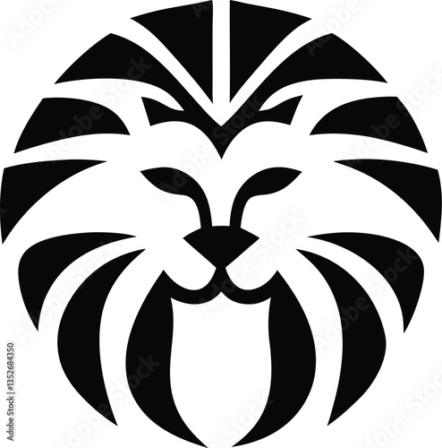 Majestic Lion Logo – Abstract Symmetry in Black and White