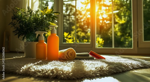 Wellness Corner With Natural Products and Sunlight in a Tranquil Room