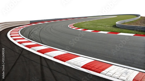 a race track curving right on white background