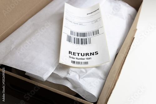 Packaging with return label ready for return