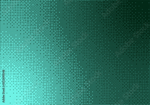 Pixelated bitmap gradient texture. Retro pixel art, green dither pattern, 8 bit background. Leisure or arcade games duotone border frame. Vector illustration