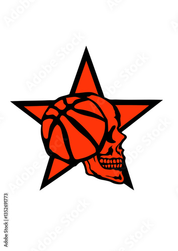 basketball tete de mort profil crane logo sport