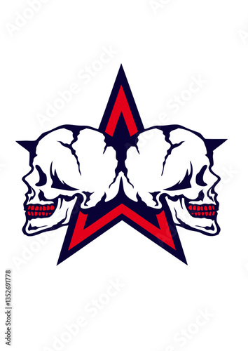 double tete de mort profil logo stars etoile