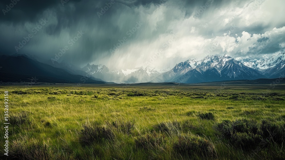 a green field with mountains in the background a green field with mountains in the background