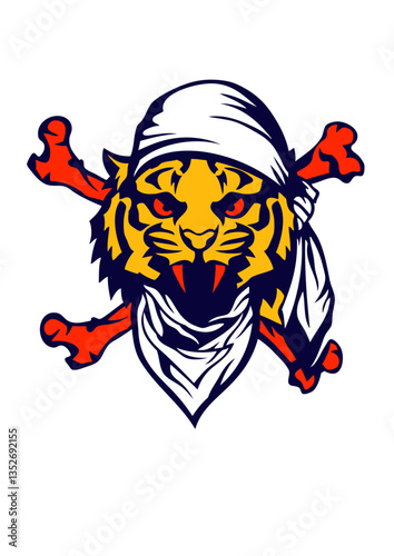tigre pirate foulard dessin os croisé
