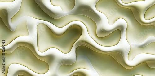 Soft layered abstract shapes of organic creamy light green hues