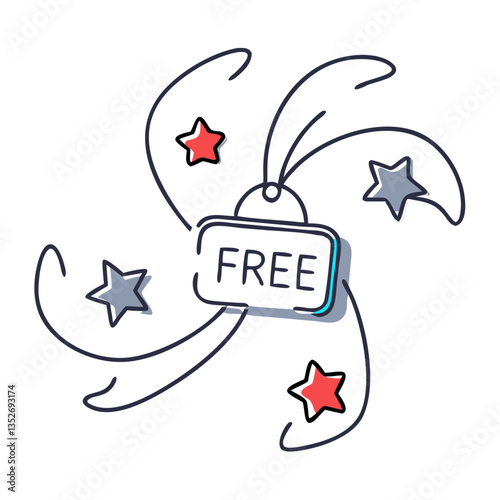 Free Tag with Stars and Swirls in a Playful Design  