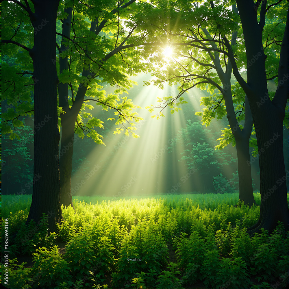 Obraz premium sun rays in the forest