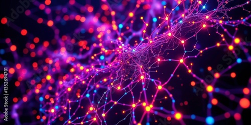 Intricate neural network visualized as glowing connections, anatomy, brainpower