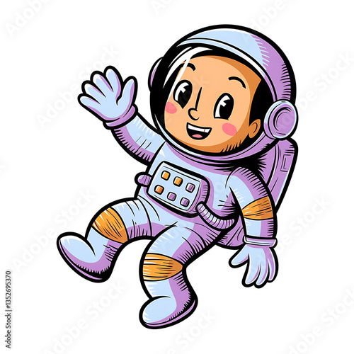 Happy Little Astronaut Exploring Space