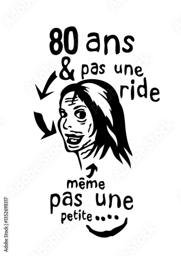 80 ans anniversaire pas ride jeune femme
