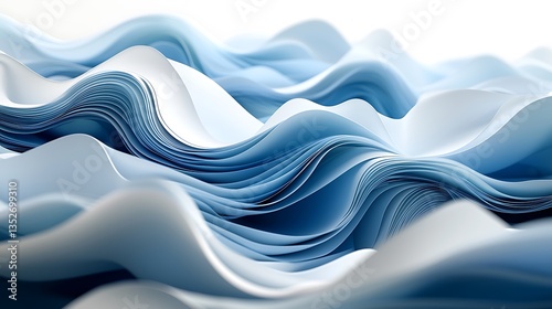 Abstract blue and white wave pattern.