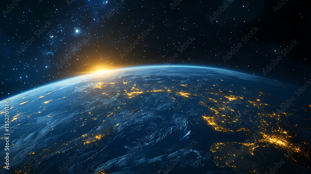 Obraz premium Earth from Space with City Lights
