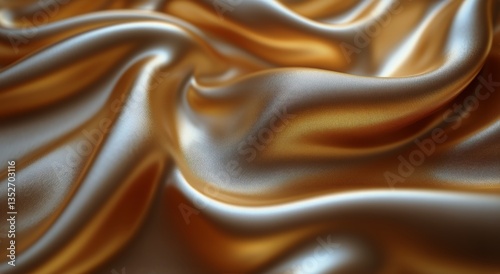 Soft Gold Fabric Draping Elegantly With Delicate Waves and Folds in Soft Ligh...