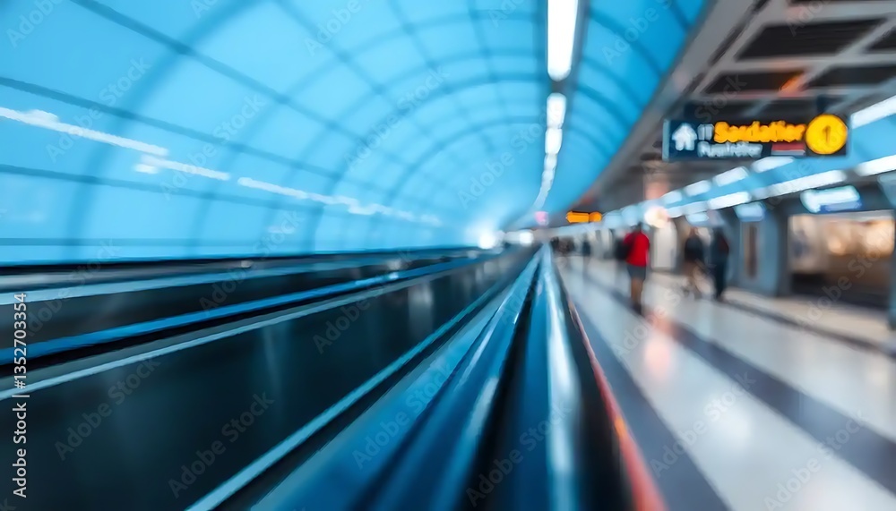 Abstract shot of an escalator in a subway station with geometric design Abstract shot of an escalator in a subway station with geometric design