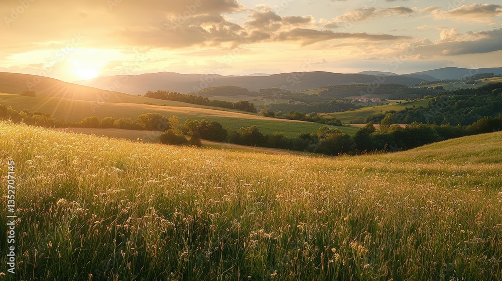 a beautiful sunset over a field in Tuscany a beautiful sunset over a field in Tuscany
