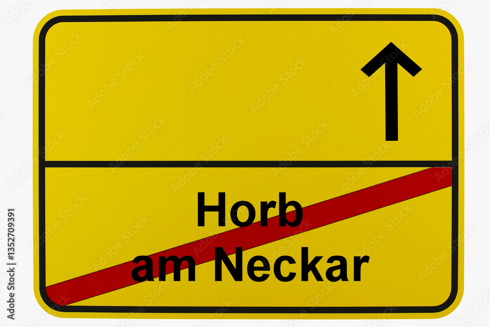 Illustration eines Ortsausgangsschildes von Horb am Neckar in Baden-Württemberg Illustration eines Ortsausgangsschildes von Horb am Neckar in Baden-Württemberg
