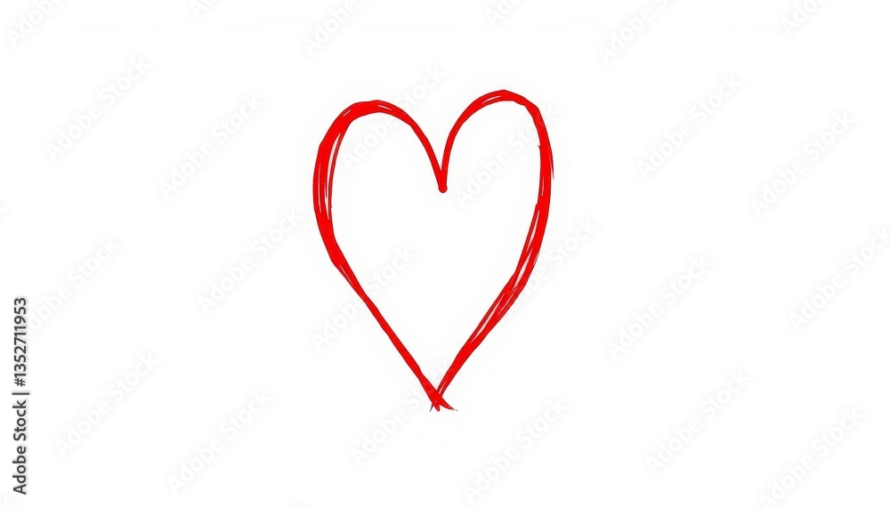 Simple, sketchy red heart outline with uneven lines, heart symbol, valentine Simple, sketchy red heart outline with uneven lines, heart symbol, valentine