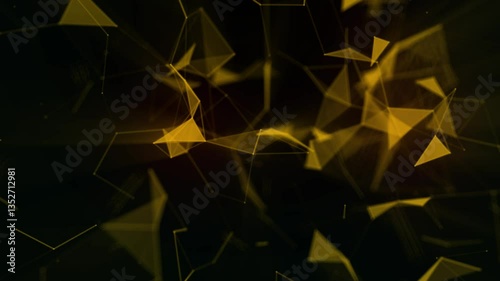 Animated futuristic luxury gold abstract fractal plexus pattern background, technology network connection motion concept