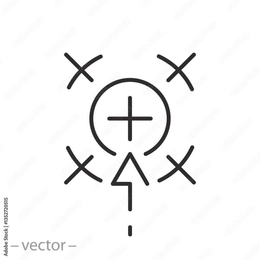 calibrate icon, target, center calibration, linear vector illustration, outline editable stroke calibrate icon, target, center calibration, linear vector illustration, outline editable stroke