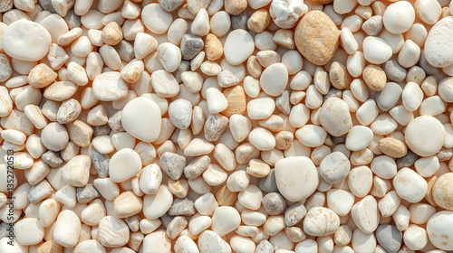 Smooth white and beige pebbles texture for background or decoration