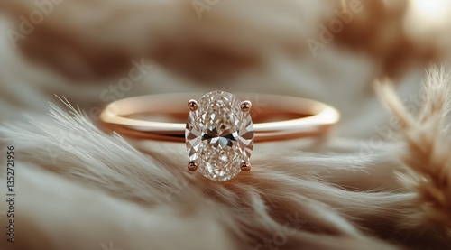 Elegant Rose Gold Engagement Ring With Sparkling Diamonds in Soft Glow