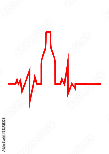 Trace courbe coeur bouteille alcool humour cardiaque