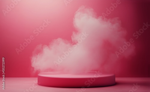 Colorful Cloud Formation Rises From a Circular Platform in a Vibrant Setting