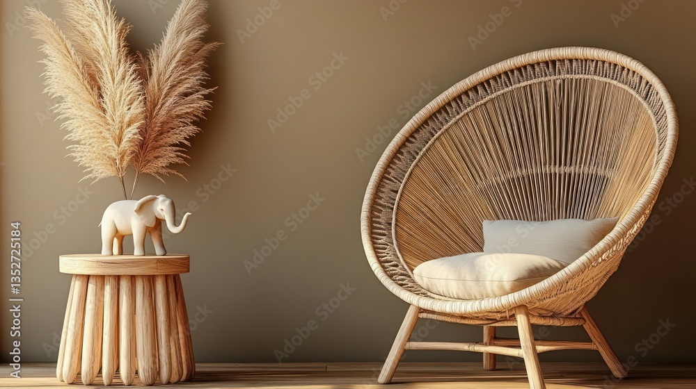 Relaxing boho corner with natural elements Relaxing boho corner with natural elements