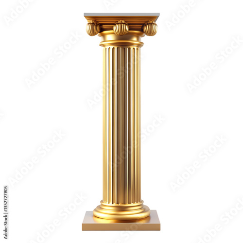 Golden Column Image Architecture Design isolated on transparent background