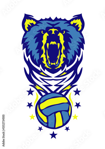 volley waterpolo ours logo club bear cartoon ballon face