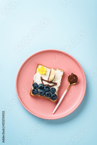 Summer food concept on blue.