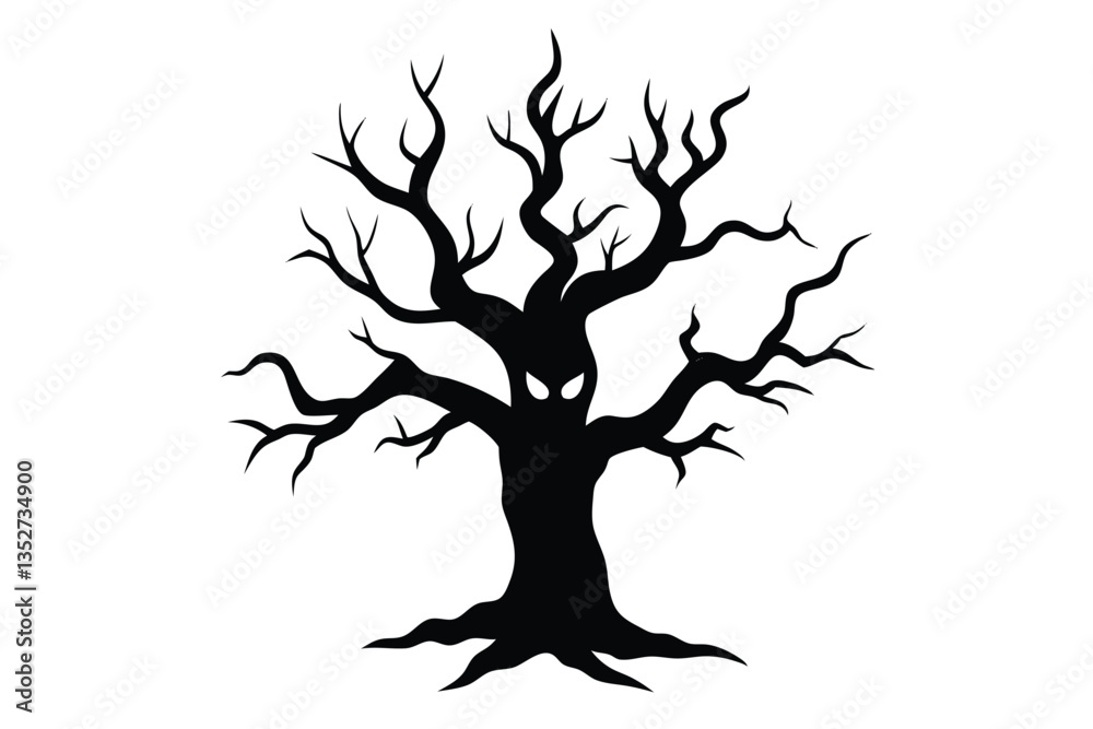 scary tree vector icon with twisted branches scary tree vector icon with twisted branches