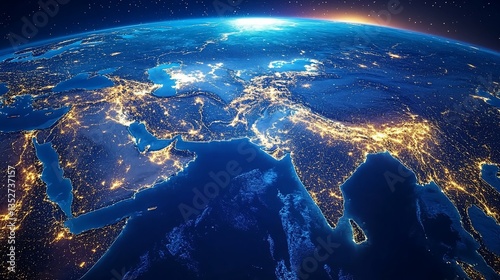 Earth's Night Lights: Eurasia and the Indian Subcontinent