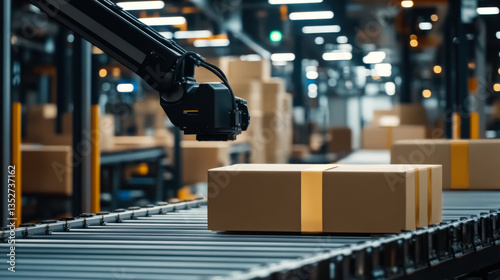 Wallpaper Mural Robotics in action at a modern warehouse during the day with automated systems sorting packages Torontodigital.ca