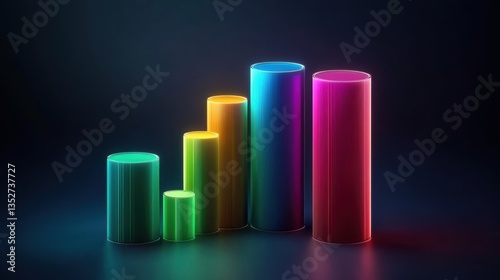 Colorful Gradient Cylinders Representing Growing Business Success