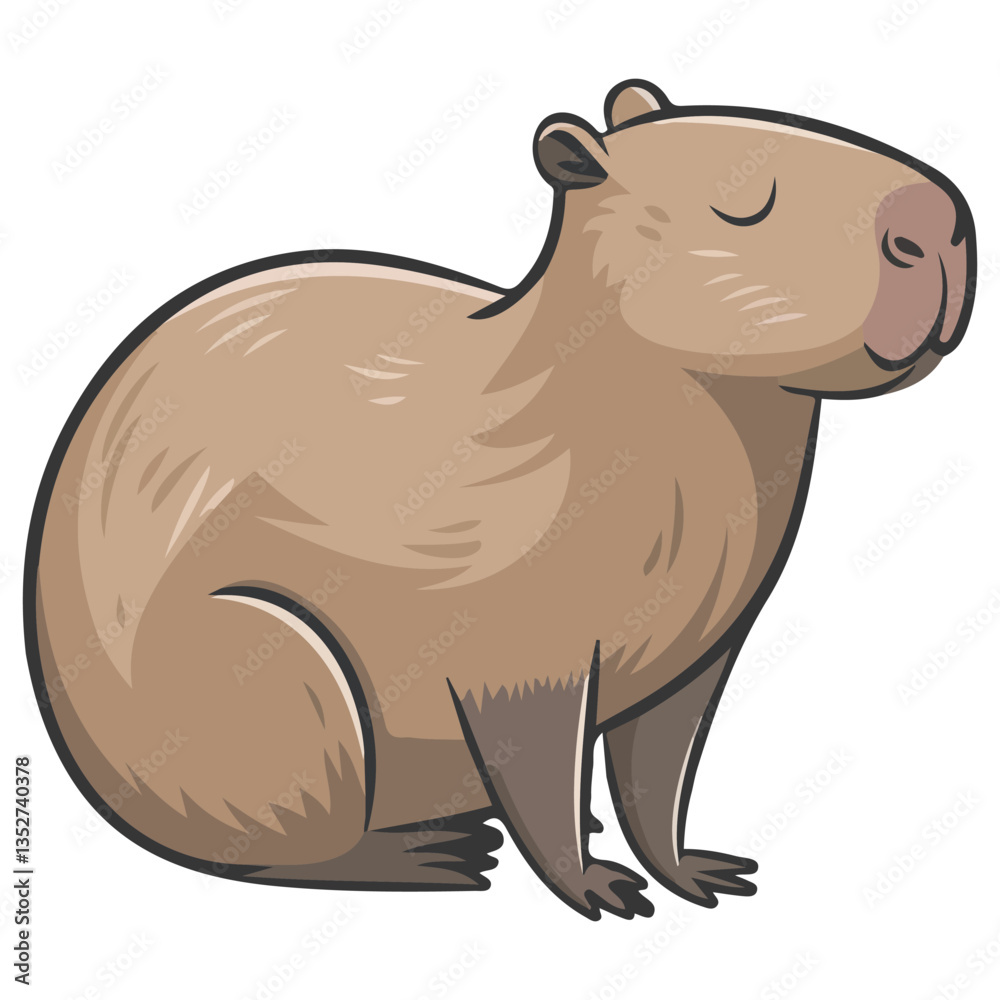 Fototapeta premium Smoky and Cute Capybara Illustration