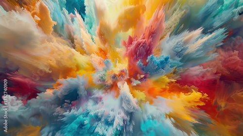 Abstract Colorful Explosion Vivid Paint Burst Dynamic Art Texture Energetic Background