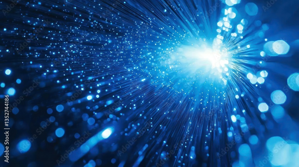 Naklejka premium Blue light streams and flares, bokeh effect