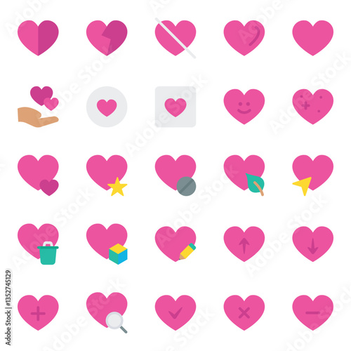 Flat color icons set for Likes & Hearts.