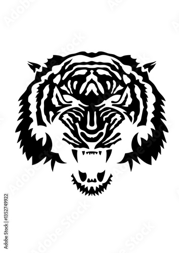 Tigre animal tribal sauvage face cartoon 