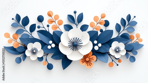 Elegant Paper Flower Arrangement on White Background