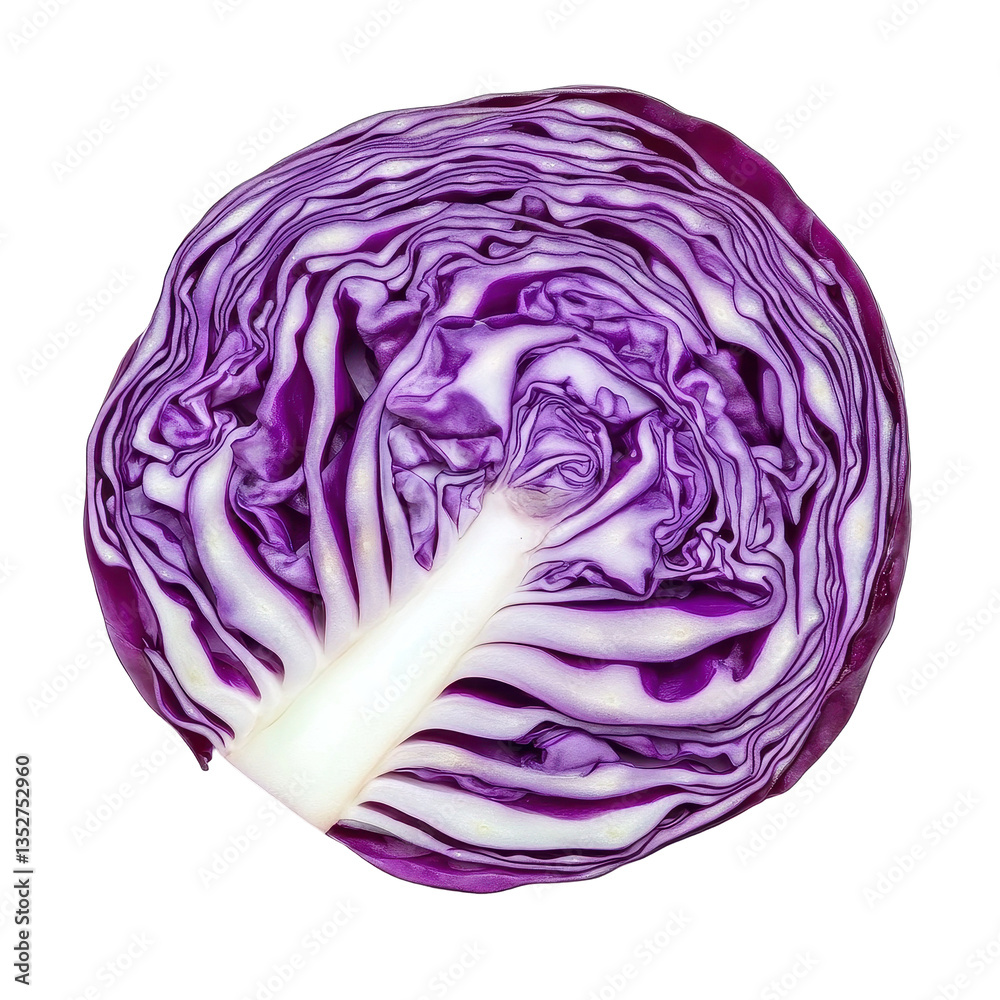 Freshly sliced purple cabbage on a Transparent background showcasing vibrant colors and natural textures, slice fresh purple cabbage isolated on PNG background Freshly sliced purple cabbage on a Transparent background showcasing vibrant colors and natural textures, slice fresh purple cabbage isolated on PNG background