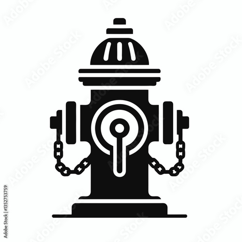 Fire Hydrant silhouette in black on a white background 