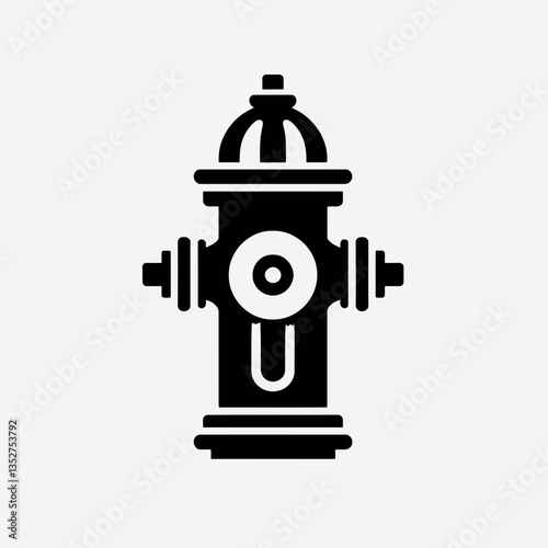 Fire Hydrant silhouette in black on a white background 