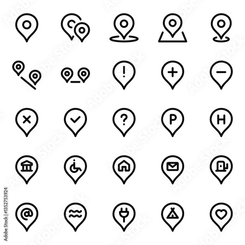 Free Download Outline icons set for Location pins, marker, pointer. - GFXLoad
