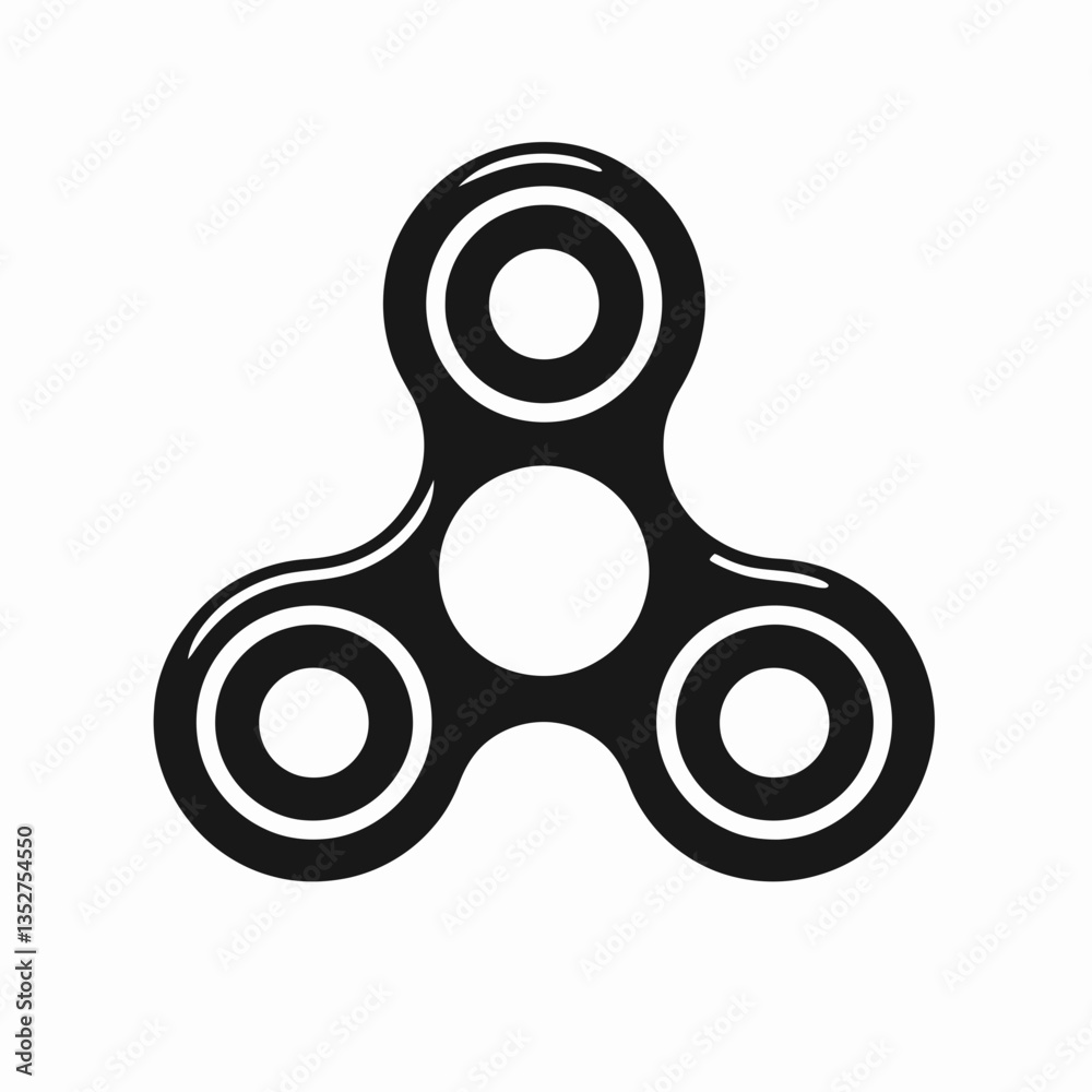 Fidget Spinner silhouette in black on a white background Fidget Spinner silhouette in black on a white background