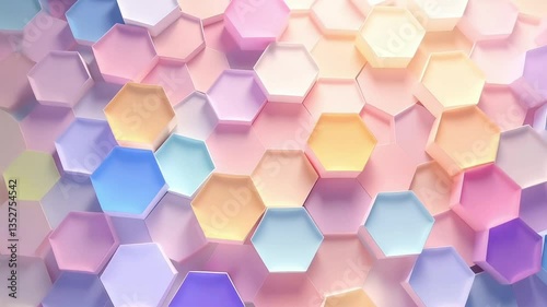 Hexagonal pattern, 3D and abstract style, pastel colors, representing background or texture
