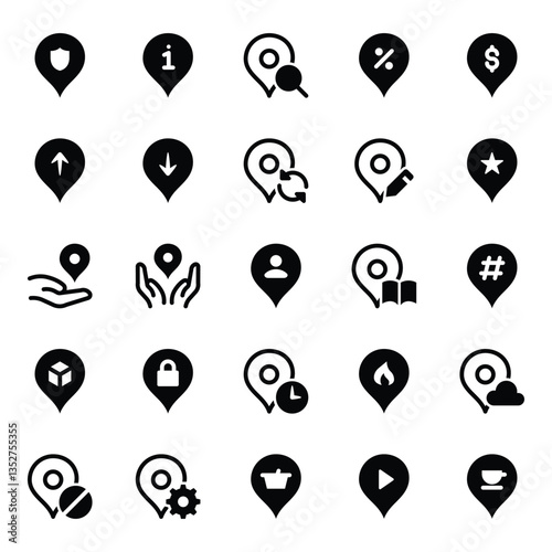 Free Download Glyph icons set for Location pins, marker, pointer. - GFXLoad