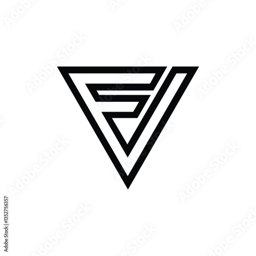 Letter FV or VF Triangle Outline Stylish Trendy Logo Design